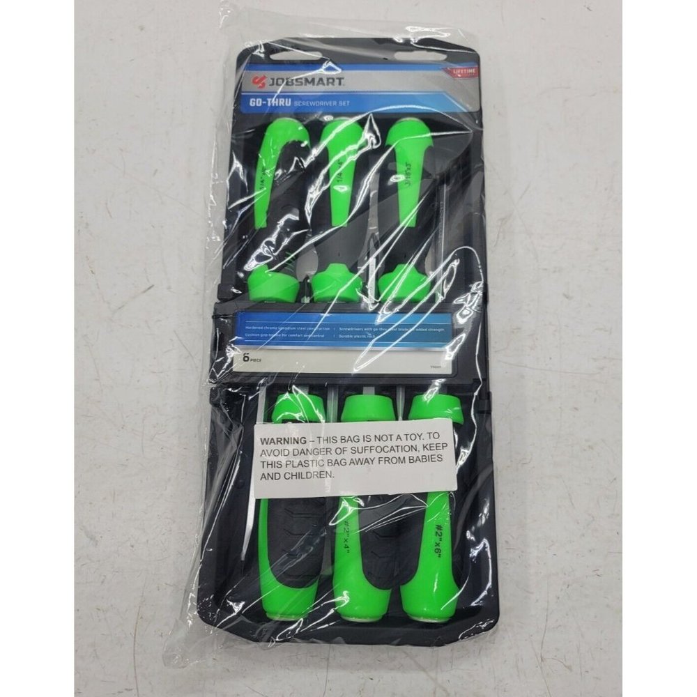 Screwdriver Set Neon Green Straight Phillips Slot Hammer Tip Brand New